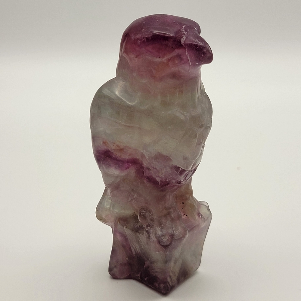Rainbow Fluorite Standing Eagle Natural Gemstone Boho Carving 640 Cts Crystal